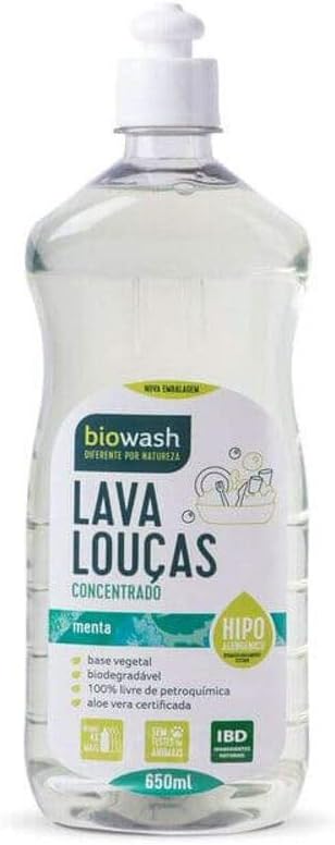 Detergente Biowash Hipoalergênico 650ml Menta