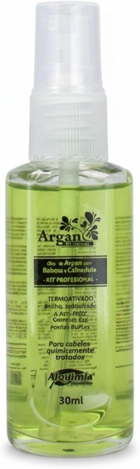  Óleo de Argan 60ml com Babosa e Calêndula | Reparação Capilar, Nutrição e Hidratação | Antifrizz, Brilho e Maciez | Para Todos os Tipos de Cabelo 